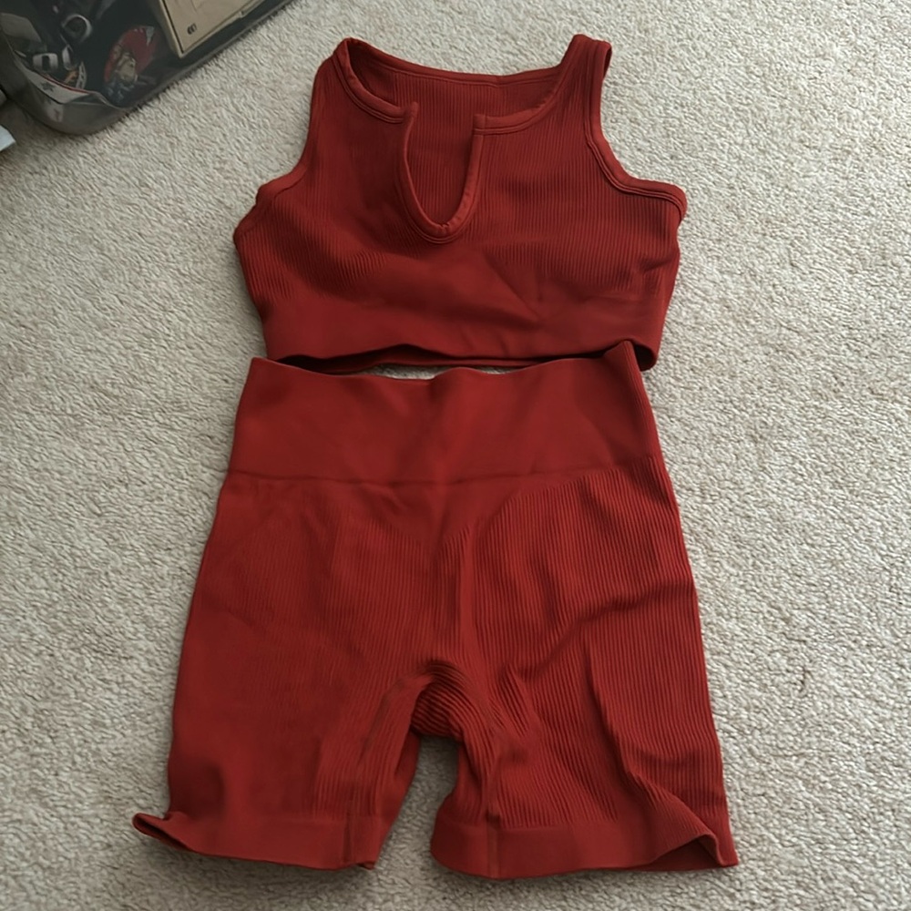 red/orange workout set